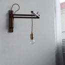Axyaa Wood Square Glass Wall Sconce LED Lights with Pull Chain Switch