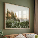 Green Wildflowers Botanical Wall Art Poster by Axyaa - Modern Scandinavian Landscape Canvas Print