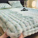 Axyaa Thickened Rabbit Plush Mattress Cover | Single Piece Winter Warm Sheet Protector