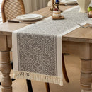 Axyaa Grey Coffee Zigzag Wreath Table Runner 13.7x72"