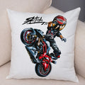Axyaa Extreme Sports Motorcycle Pattern Cushion - Cartoon Design for Home & Car