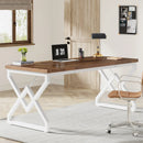 Axyaa Industrial Executive Desk, 63in Large w/ Thick Tabletop, Heavy-Duty Metal Frame