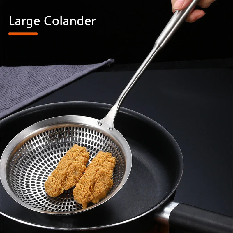 Axyaa Stainless Steel Large Colander Skimmer French Fries Strainer Kitchen Utensil