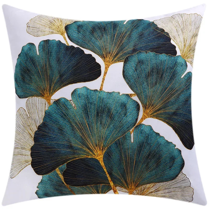 Yellow Grey Flower Pillowcase 45cm Double-Sided Print Cover for Home Decor by Axyaa