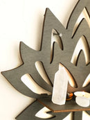 Axyaa Boho Lotus Wood Wall Shelf Display Stand for Crystal Stones & Decor