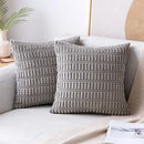 Axyaa Tripe Stripe Corduroy Cushion Cover 18x18 Inch - Boho Chic Home Decor for Living Room