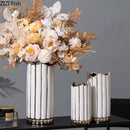 Axyaa Gilded Ceramic Vase for Flowers Desk Decoration - Nordic Home Decor