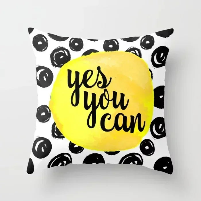 Geometric Black Yellow Cushion Covers - Axyaa Modern 18" Throw Pillow Case