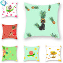 Axyaa Fruit Print Cushion Cover 45x45cm, Decorative Pillowcase with Apple Pineapple Watermelon Pattern