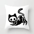 Axyaa Decorative Pillow Cover 45x45cm Polyester Square Black Cat Skull Design