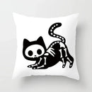 Axyaa Decorative Pillow Cover 45x45cm Polyester Square Black Cat Skull Design