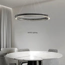 Axyaa Black Glass Ring Chandelier LED Pendant Light for Modern Nordic Home Decor