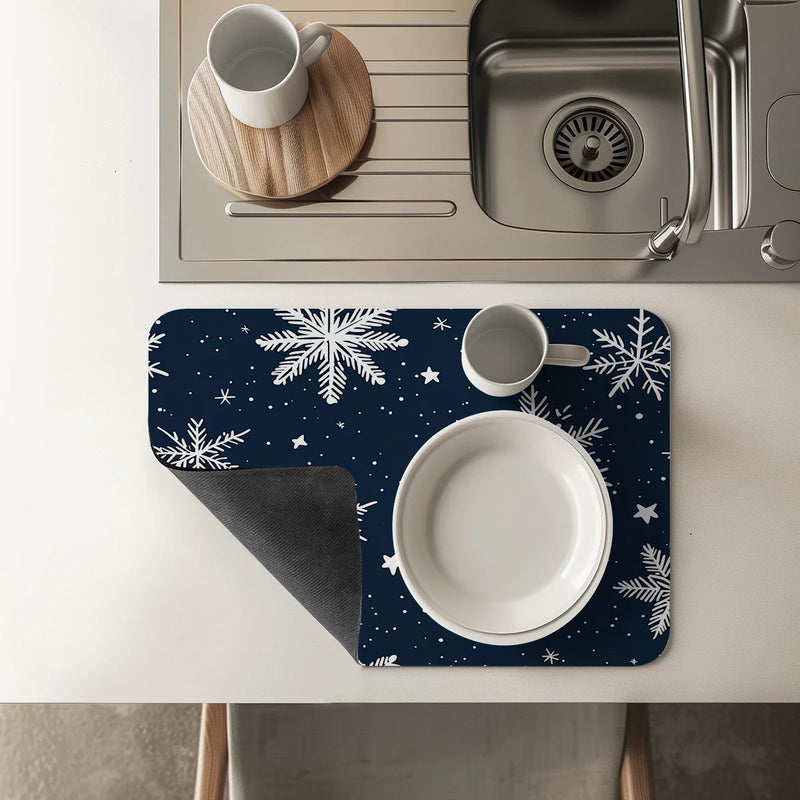 Axyaa Christmas Stars Absorbent Drain Pads for Kitchen Tableware