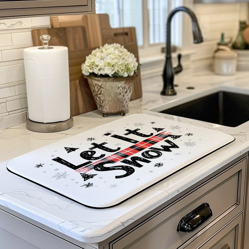 Axyaa Snowflake Kitchen Drying Mat - Quick Dry & Antiskid Snowflake Drain Pad