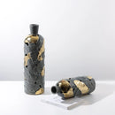 Axyaa Feather Gray Gold Pattern Vase: Chic Porcelain Home Decor Accessory