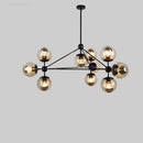 Axyaa Glass Ball Chandelier: Industrial Vintage Loft Lighting for Living Room, Kitchen, and Restaurant