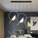 Axyaa Modern Gold Magpie LED Ceiling Chandelier, Dining Room Ring Light Pendant Lamp Decor