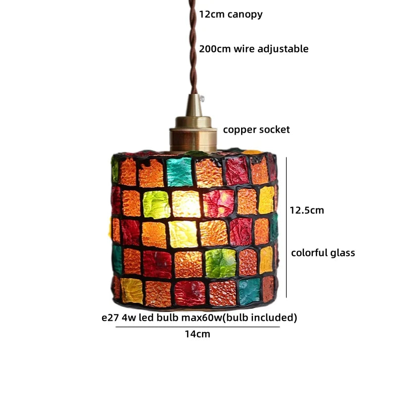 Axyaa Ceramic Wood Copper LED Pendant Light - Japan Style Chandelier