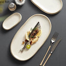 Axyaa Oval Ceramic Fish Plate: Stylish Tableware for Steaming, Barbecue, Sushi, Desserts