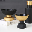 Axyaa Black Gold Ceramic Vase Desk Decoration Flowers Pots Modern Home Decor