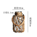 Axyaa Handwoven Hemp Rope Glass Vase - American Decorative Hydroponic Ornament