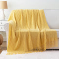 Axyaa Plaid Knit Throw Blanket Green – Soft Woven Sofa Bedspread Summer Decor