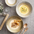 Axyaa Golden Grid Ceramic Salad Bowl - Nordic Style High-end Tableware
