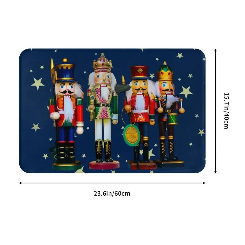 Axyaa Christmas Nutcracker Welcome Mat: Festive Home Decor Anti-Slip Carpet