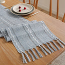 Axyaa Striped Jacquard Table Runner with Tassels for Elegant Home Decor