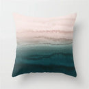 Axyaa Teal Blue Geometric Pillow Cases with Letter Leaves Plant Print, Deer Animal Design.