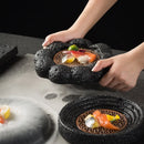 Axyaa Smoked Barbecue Planet Bowl - Volcanic Stone Coal Plate Concept Tableware