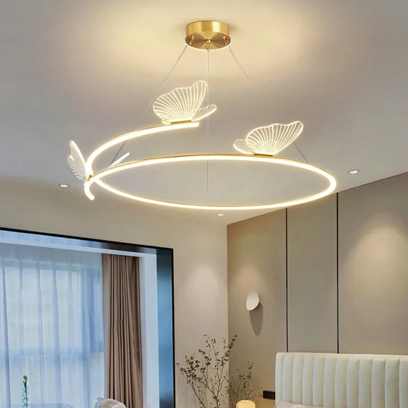 Axyaa Butterfly Ceiling Chandelier: Modern Minimalist Nordic Design Hanging Light Home Decor