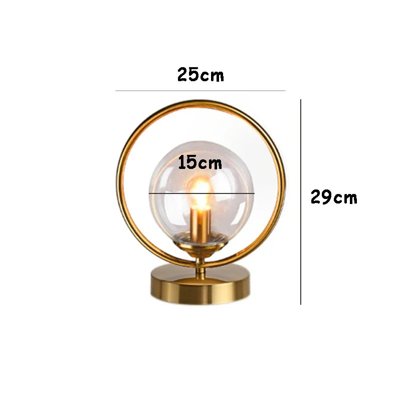 Axya LED Glass Ball Table Lamp with Brass Metal Ring for Living Room Bedroom