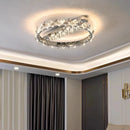 Axyaa Luxury LED Crystal Ceiling Lamp Stainless Steel Chrome Hanging Lights for Home Décor