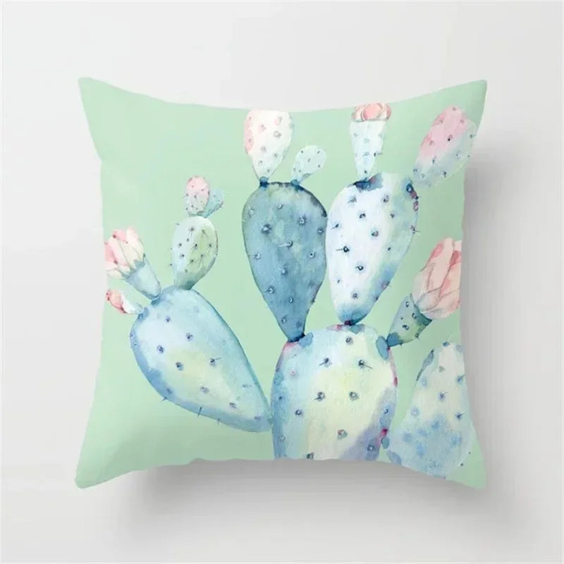 Axyaa Cactus Flower Succulent Plant Pillow Cover - Home Decorative Cushion Cover