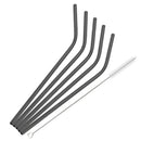 Axyaa Metal Drinking Straws Set - Eco-friendly Stainless Steel, 6pcs Bent Reusable Straw Kit