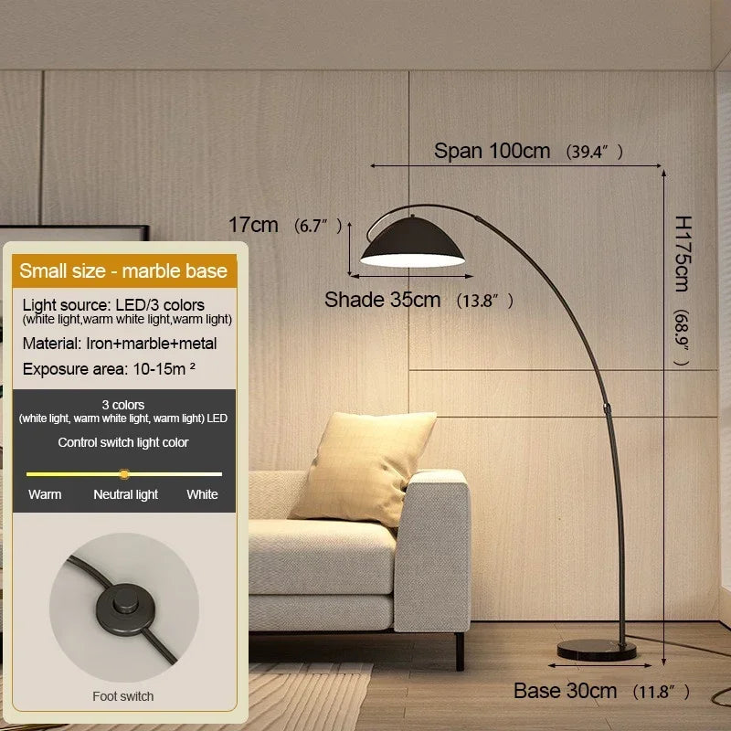 Nordic Black Fishing Floor Lamp by Axyaa: Modern LED Standing Light for Family Living Room