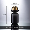 Axyaa Black Glass Vase with Golden Ball Lid - Desk Decoration, Flower Arrangement, Hydroponics