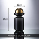 Axyaa Black Glass Vase with Golden Ball Lid - Desk Decoration, Flower Arrangement, Hydroponics