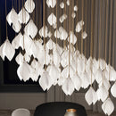 Axyaa Nordic Ceramic Petal Chandelier with LED - Adjustable Height, Ideal for Various Spaces