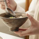 Axyaa Rust Glazed Ceramic Hammer Pattern High Foot Bowl - Restaurant Specialty Tableware