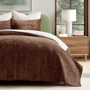Axyaa King Size Velvet Quilt Set: Luxurious Soft Bedding, Lightweight Comforter for All Seasons