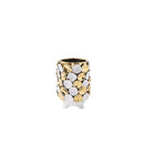 Axyaa Geometric Gold Leaf Ceramic Vase with Hand-Applique, Home Decor Accessory
