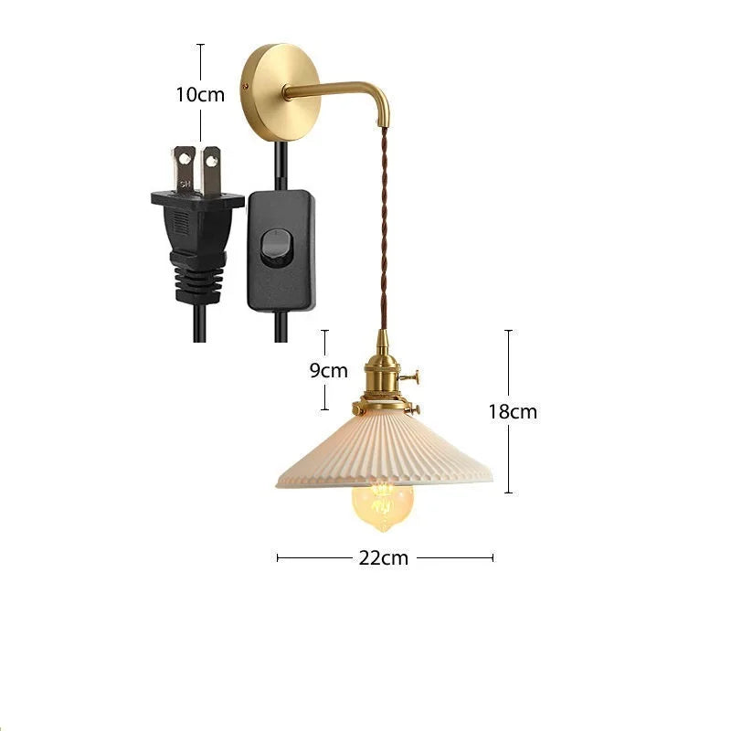 Axyaa Nordic LED Wall Light - Adjustable Copper Ceramic Fixture for Bedroom Living Room