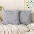 Axyaa Cozy Plush Cushion Cover 45x45cm White Grey Decor Pillowcase