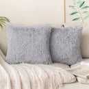 Axyaa Cozy Plush Cushion Cover 45x45cm White Grey Decor Pillowcase