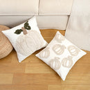 Axyaa Plush Pumpkin Embroidered Cotton Pillow Cover for Halloween Decor