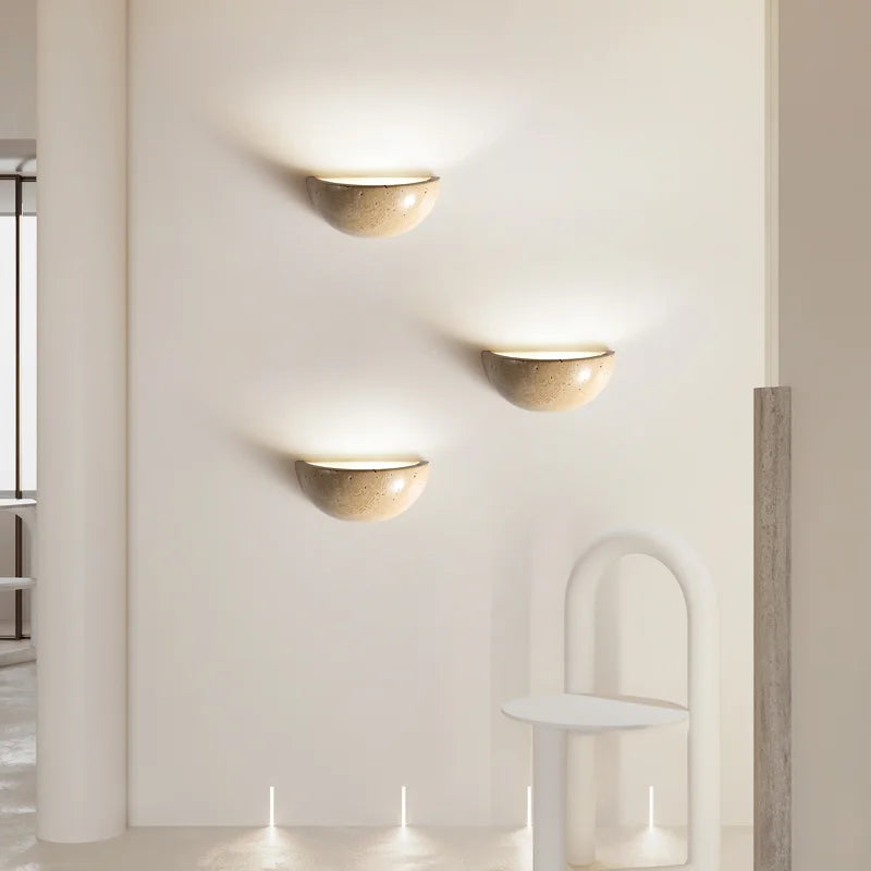 Axyaa Yellow Travertine LED Wall Lamp for Bedroom and Corridor