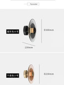 Axyaa Amber Glass Disc Wall Lamp LED Sconce - Modern Minimalist Indoor Lighting Fixtures