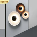 Axyaa Circular Wood Grain LED Wall Lamp for Modern Living Room Lighting